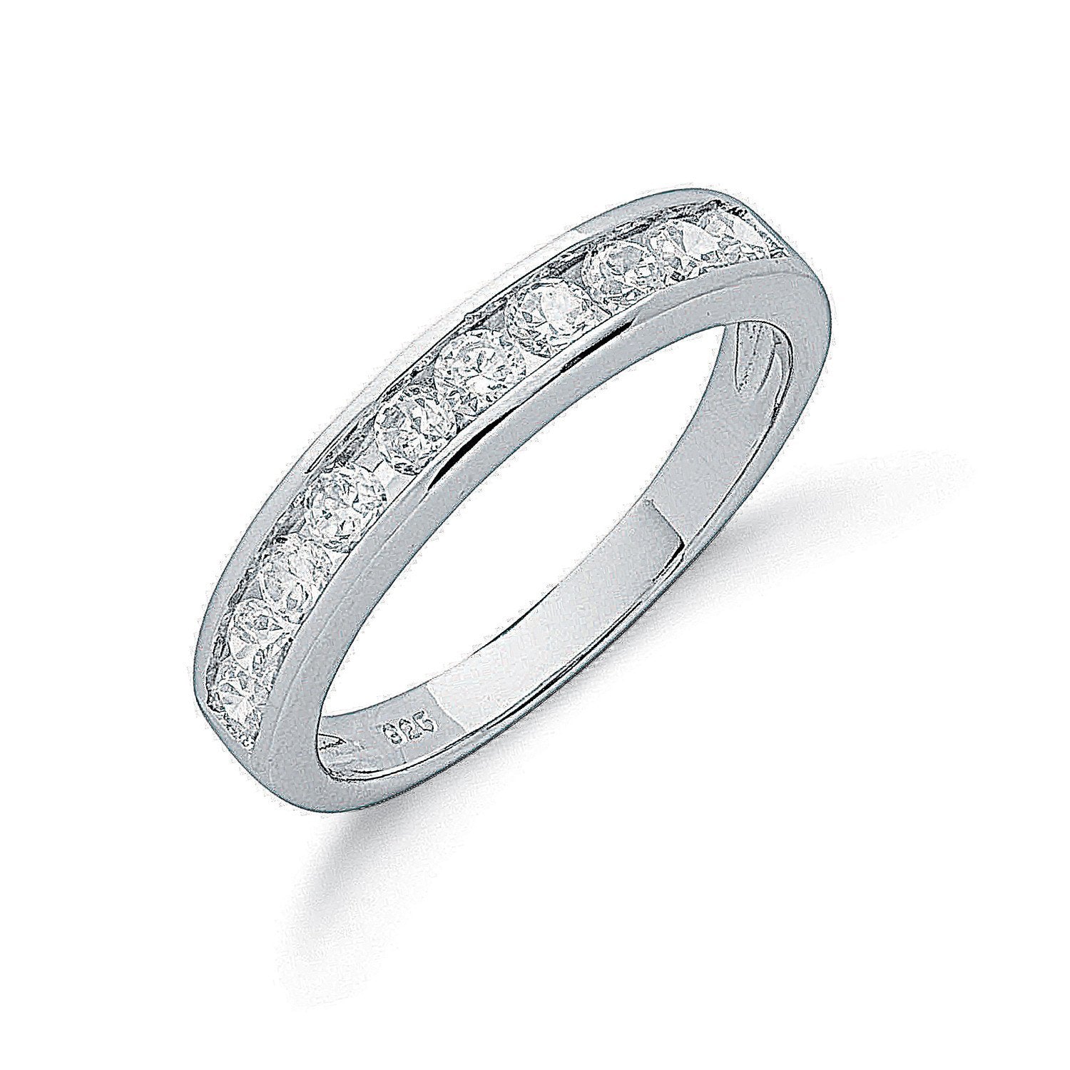 Silver Channel Set Cubic Zirconia Half Eternity Ring - Fine Ring - Certified Authentic – Luxury Jewellery by Imperial